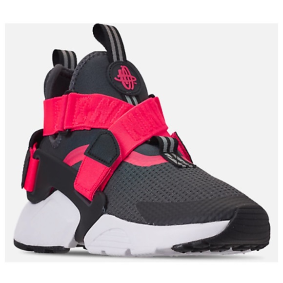 Nike Huarache City Big Kids' Shoes Anthracite Black Solar Red 6Y - Picture 2 of 7